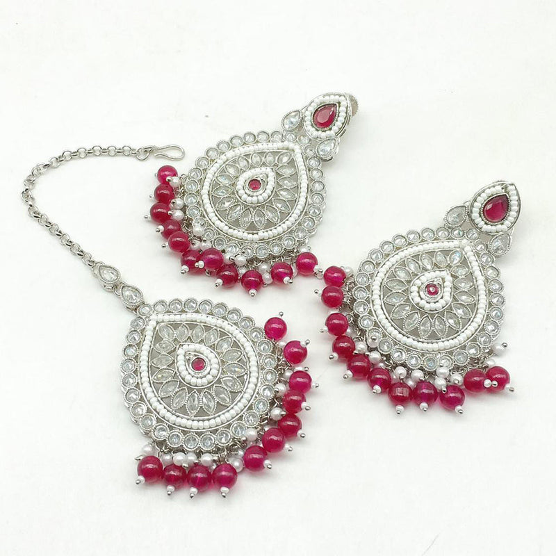 Manisha Jewellery Silver Plated Crystal Stone Earrings With Mangtikka