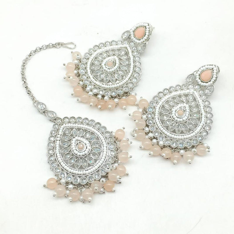 Manisha Jewellery Silver Plated Crystal Stone Earrings With Mangtikka