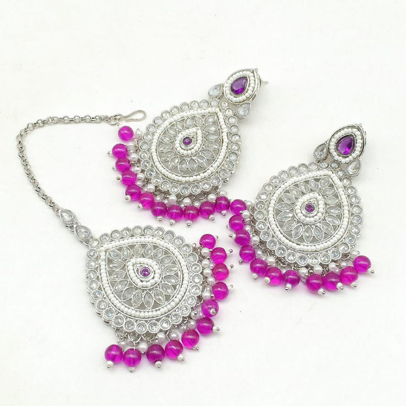 Manisha Jewellery Silver Plated Crystal Stone Earrings With Mangtikka