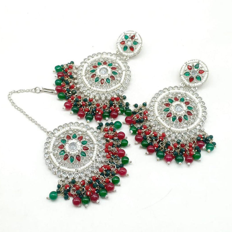 Manisha Jewellery Silver Plated Crystal Stone Earrings With Mangtikka