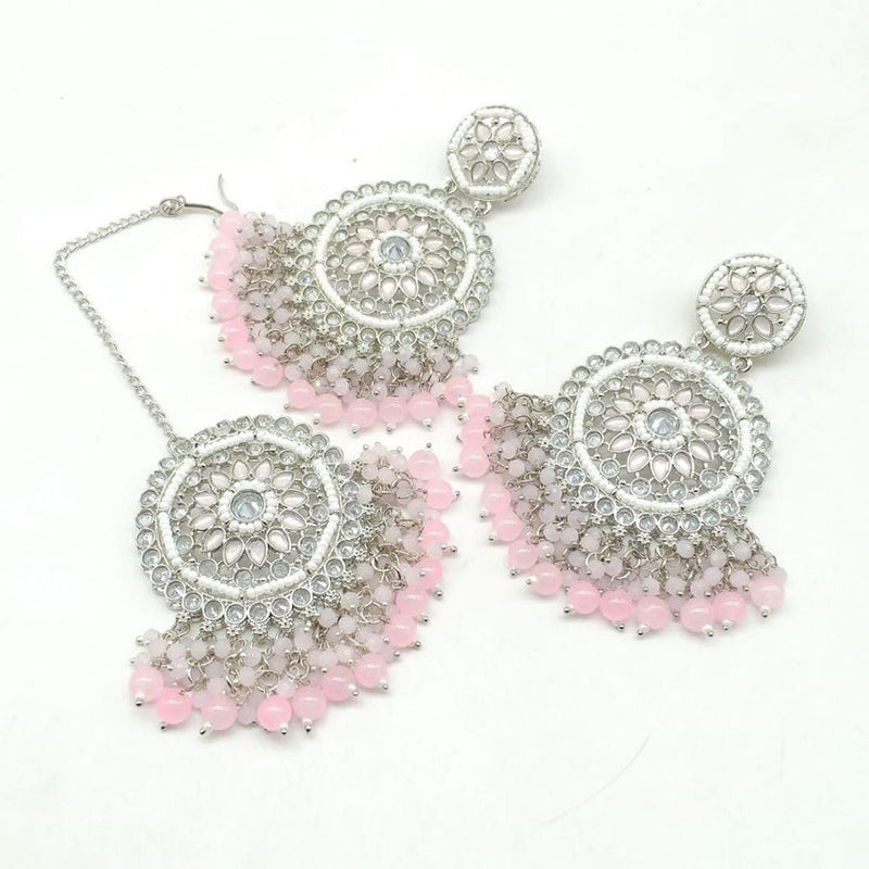 Manisha Jewellery Silver Plated Crystal Stone Earrings With Mangtikka