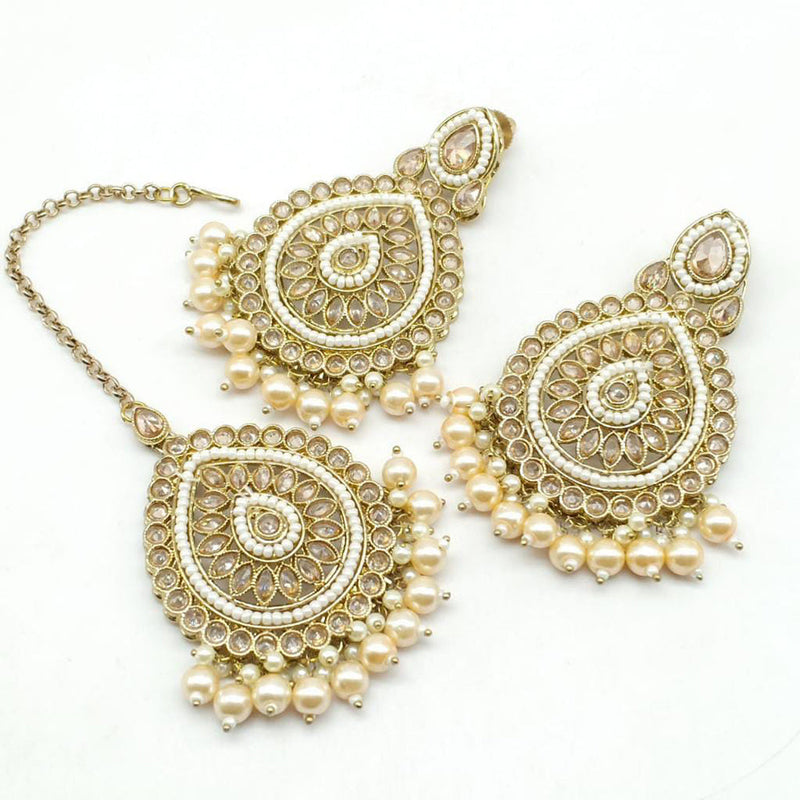 Manisha Jewellery Gold Plated Crystal Stone Earrings With Mangtikka