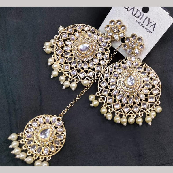 Manisha Jewellery Gold Plated Kundan Stone  Earrings With Mangtikka