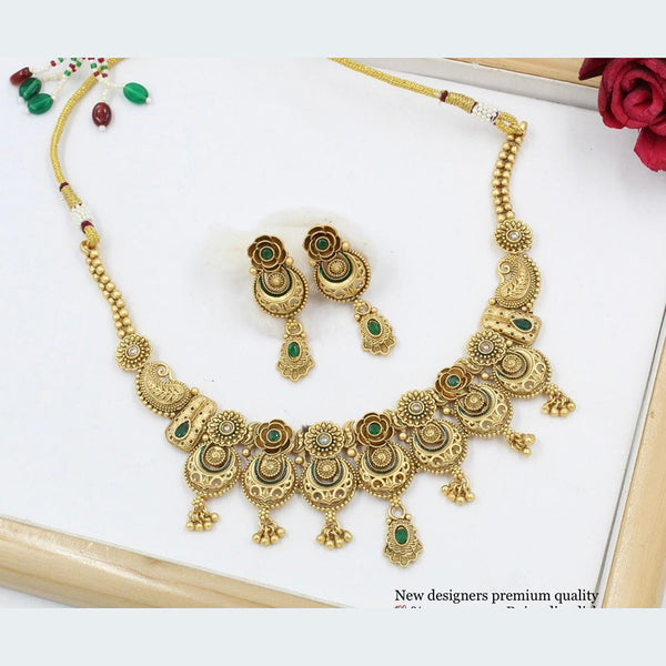 Manisha Jewellery Copper Gold Plated Pota Stone Neckklace Set