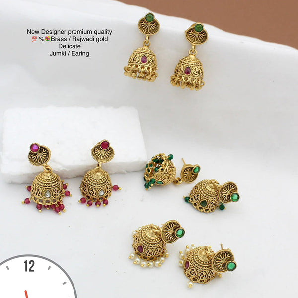 Manisha Jewellery Gold Plated Pota Stone Jhumki Earrings