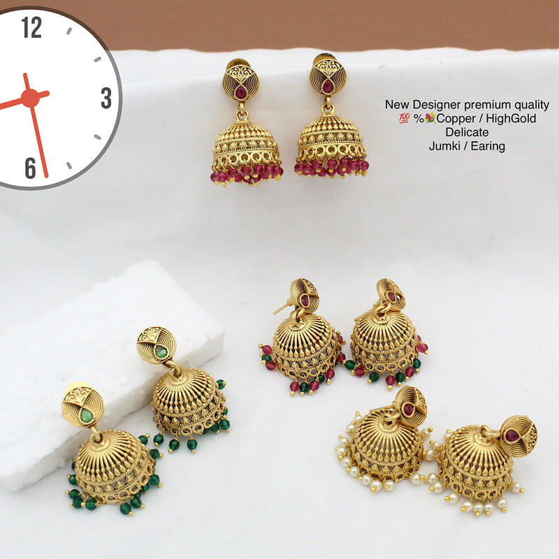 Manisha Jewellery Gold Plated Pota Stone Jhumki Earrings