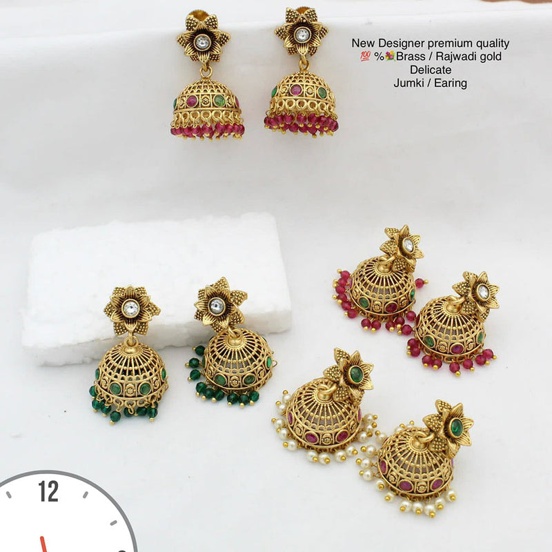 Manisha Jewellery Gold Plated Pota Stone Jhumki Earrings