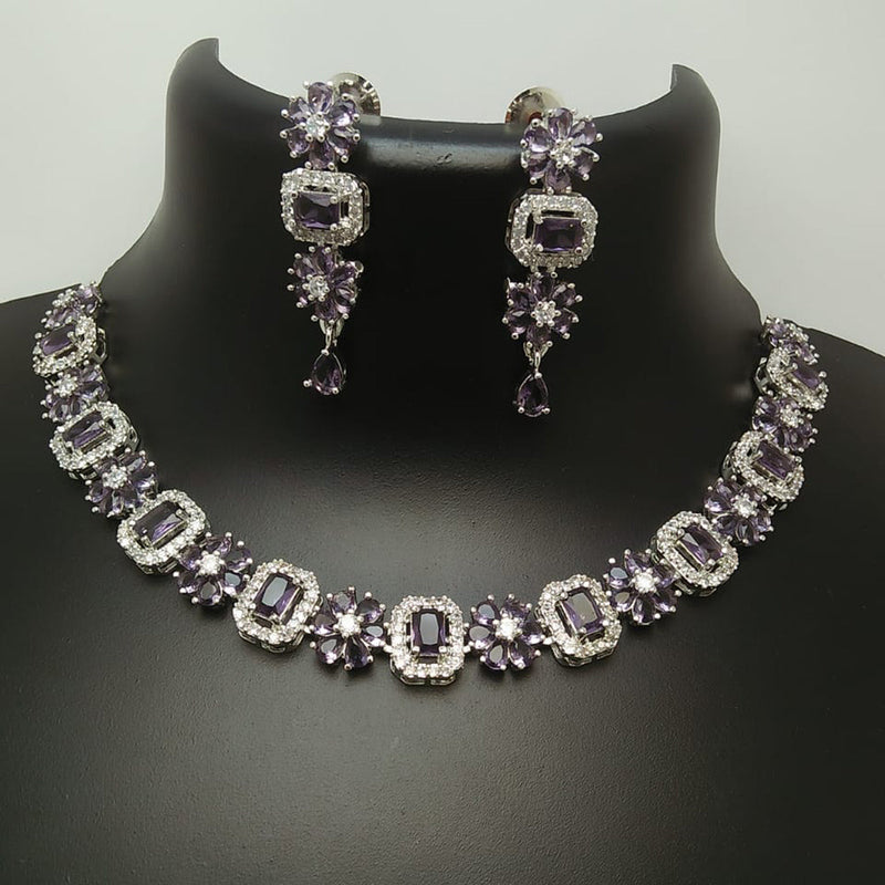 Manisha Jewellery Silver Plated AD Stone Necklace Set