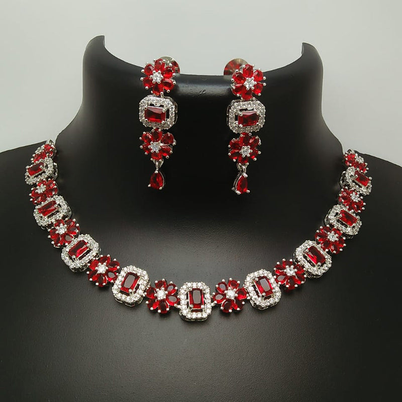 Manisha Jewellery Silver Plated AD Stone Necklace Set