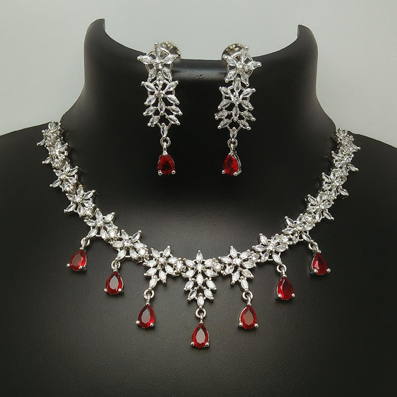 Manisha Jewellery Silver Plated AD Stone Necklace Set