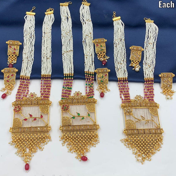 Manisha Jewellery Gold Plated Long  Moti Necklace Set