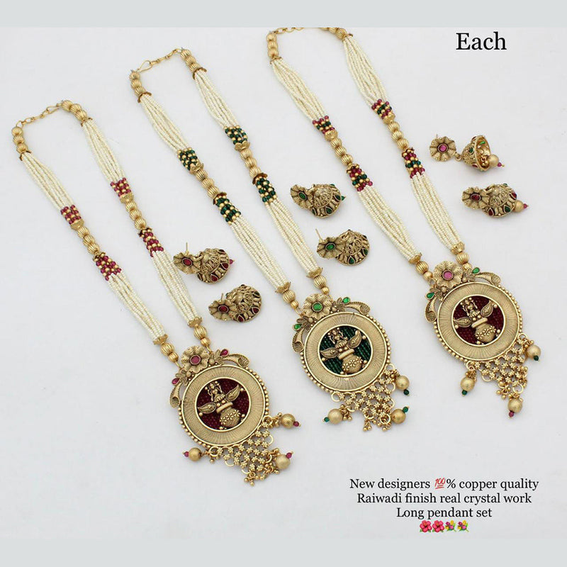 Manisha Jewellery Gold Plated Long  Moti Necklace Set