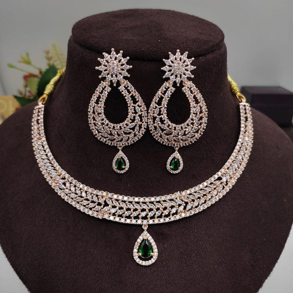 Manisha Jewellery Rose Gold Plated AD Stone Necklace Set