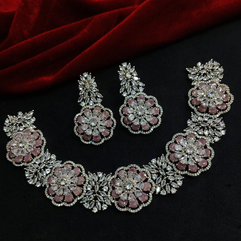 Manisha Jewellery Silver Plated AD Stone Necklace Set