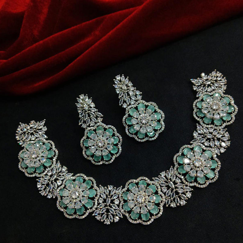 Manisha Jewellery Silver Plated AD Stone Necklace Set