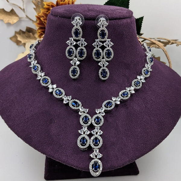 Manisha Jewellery Silver Plated AD Stone Necklace Set