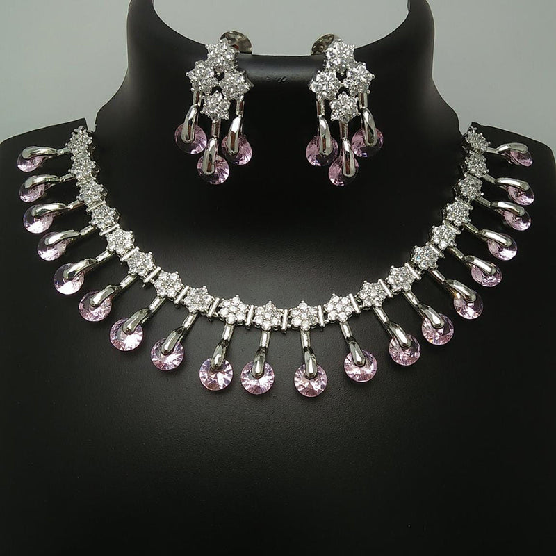 Manisha Jewellery Silver Plated AD Stone Necklace Set