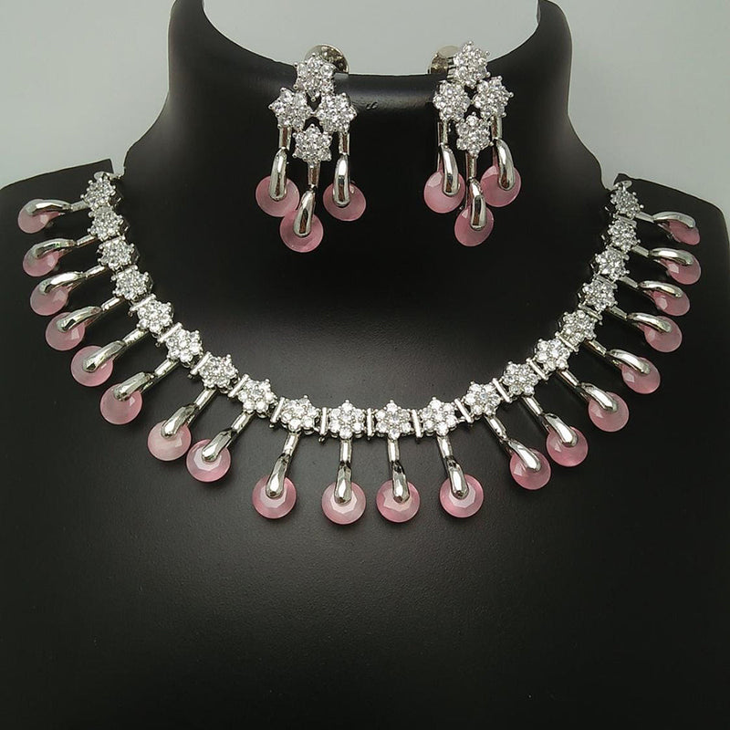 Manisha Jewellery Silver Plated AD Stone Necklace Set