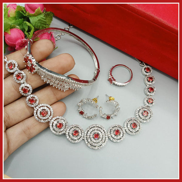 Manisha Jewellery Silver Plated AD Stone Combo Set