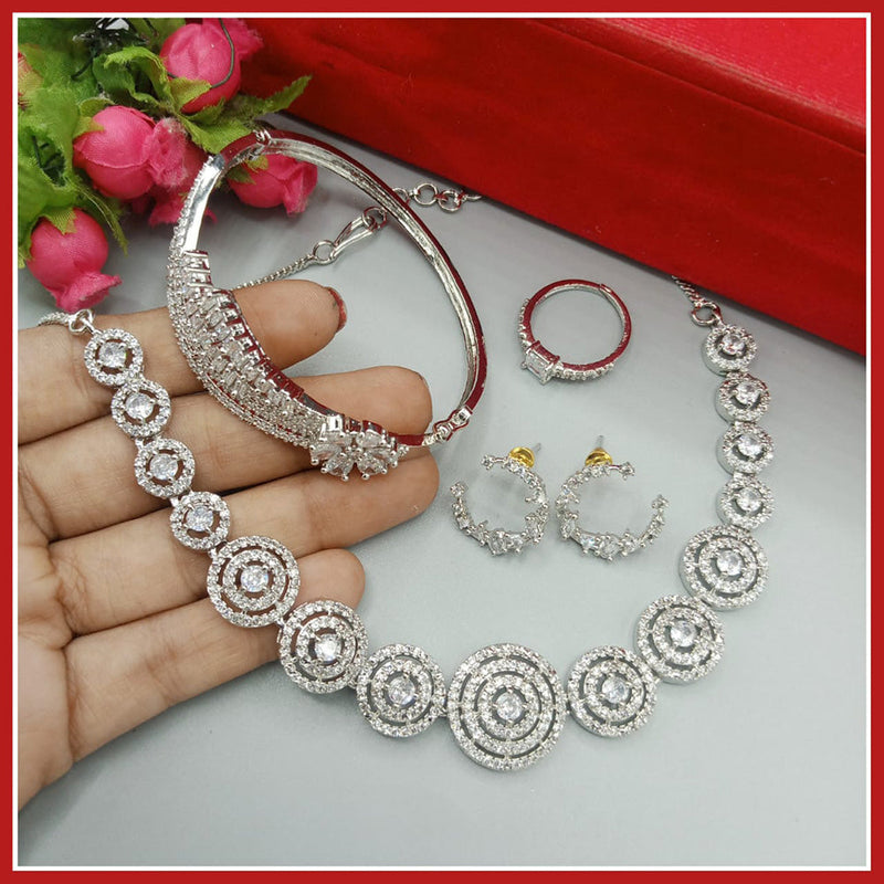 Manisha Jewellery Silver Plated AD Stone Combo Set