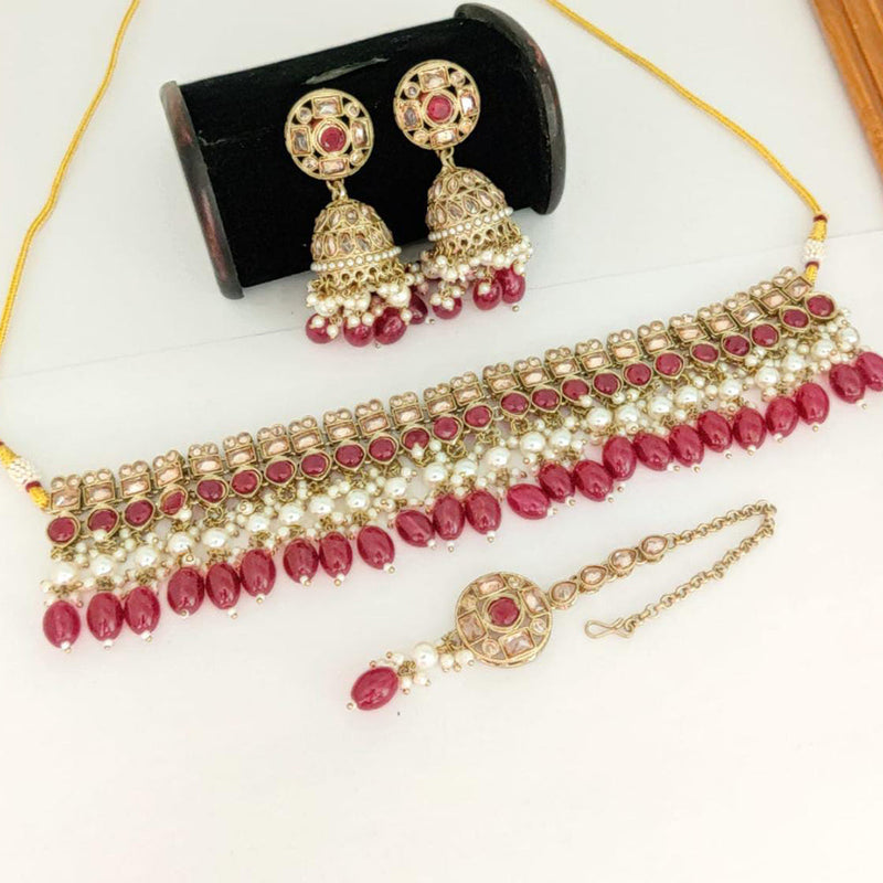 Manisha Jewellery Gold Plated Beads Choker Ncklace Set