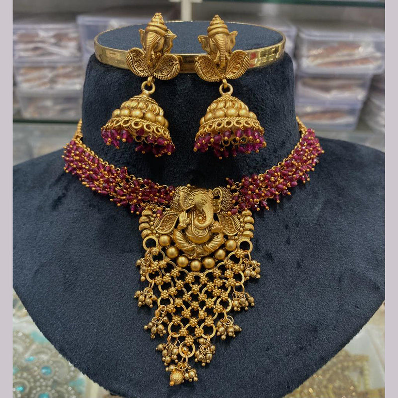 Manisha Jewellery Gold Plated Temple Necklace Set