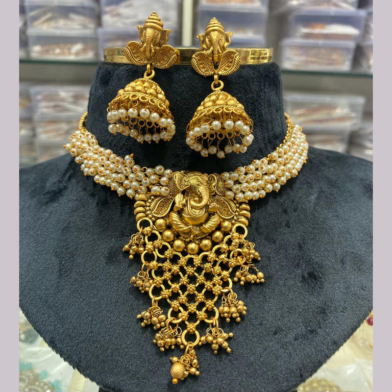 Manisha Jewellery Gold Plated Temple Necklace Set