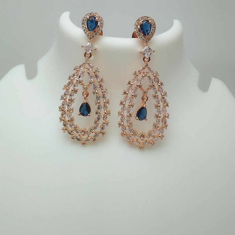 Manisha Jewellery Rose Gold Plated AD Stone Dangler Earrings