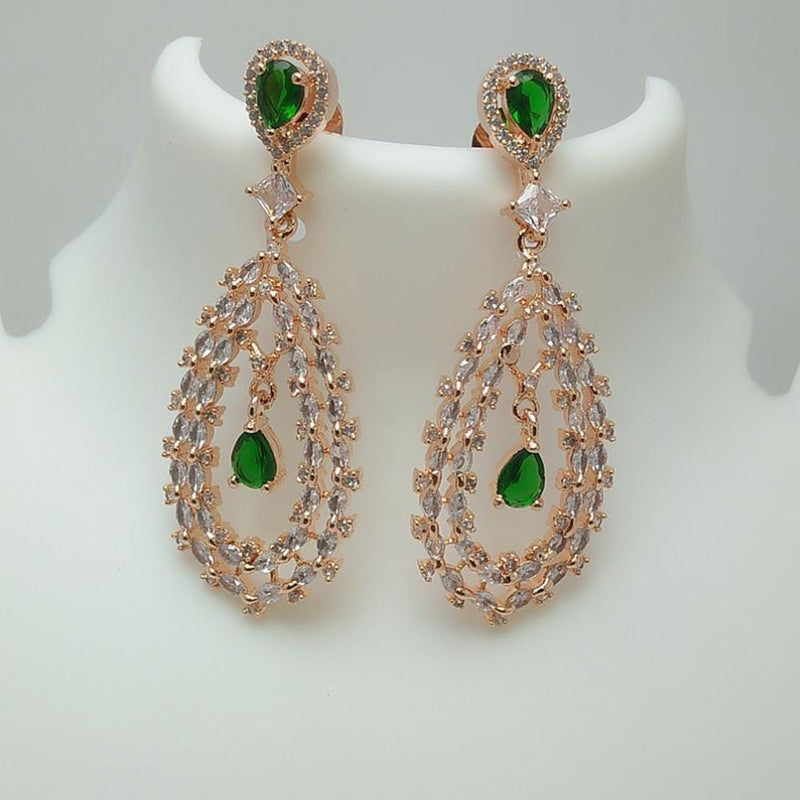 Manisha Jewellery Rose Gold Plated AD Stone Dangler Earrings