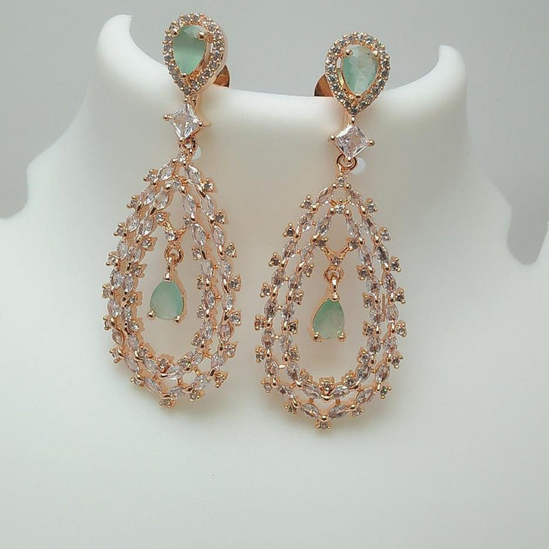 Manisha Jewellery Rose Gold Plated AD Stone Dangler Earrings