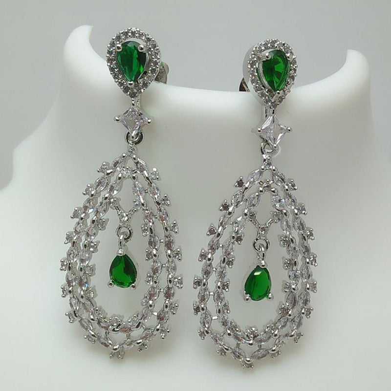 Manisha Jewellery Silver Plated AD Stone Dangler Earrings