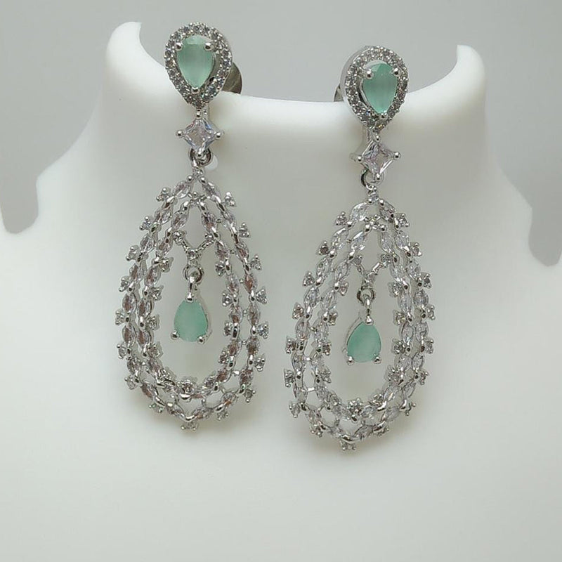 Manisha Jewellery Silver Plated AD Stone Dangler Earrings