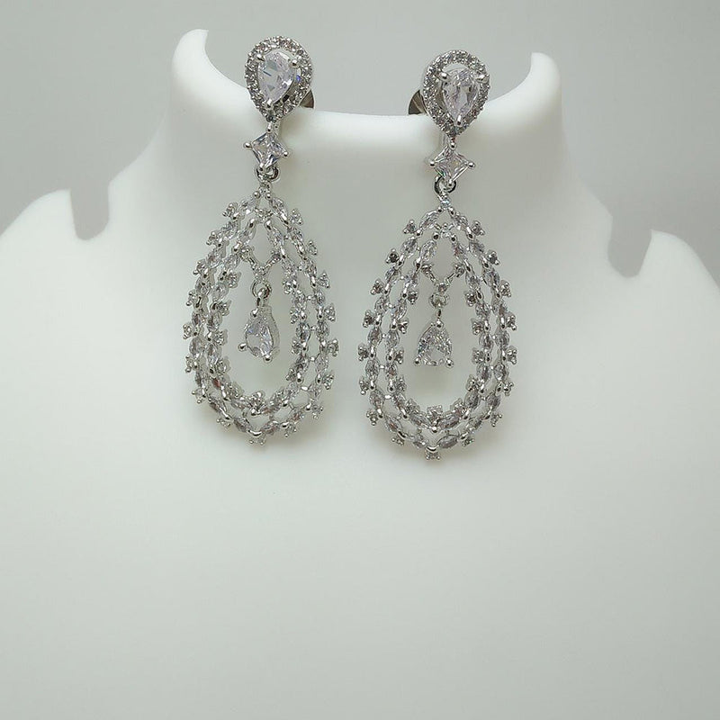 Manisha Jewellery Silver Plated AD Stone Dangler Earrings