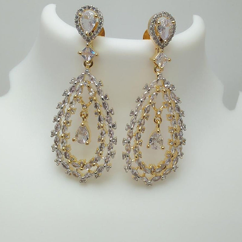 Manisha Jewellery 2 Tone Plated AD Stone Dangler Earrings