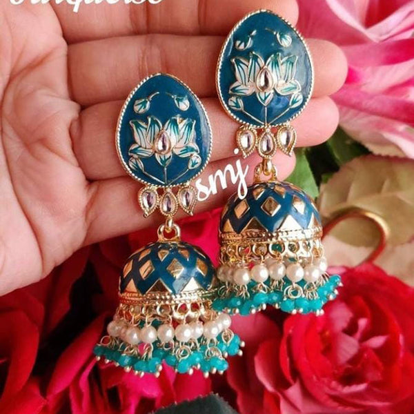 Manisha Jewellery Gold Plated Meenakari Jhumki Earrings