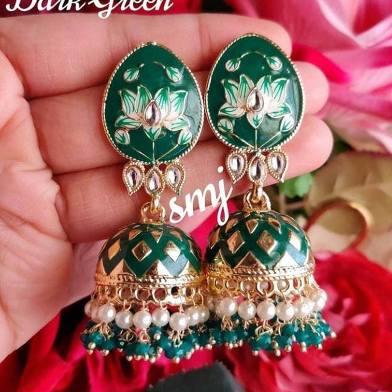 Manisha Jewellery Gold Plated Meenakari Jhumki Earrings