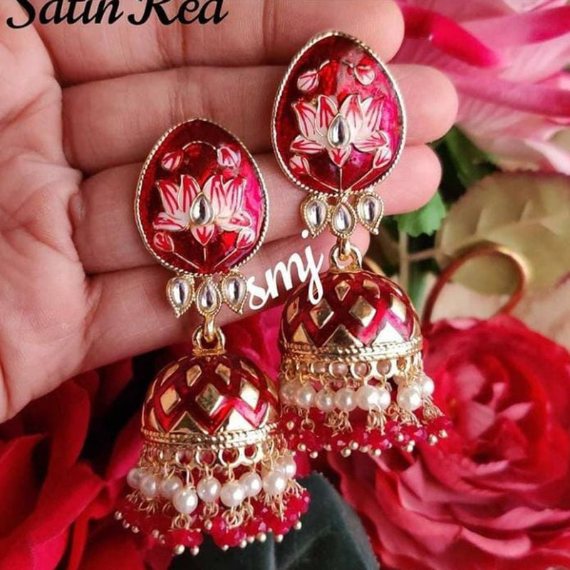 Manisha Jewellery Gold Plated Meenakari Jhumki Earrings