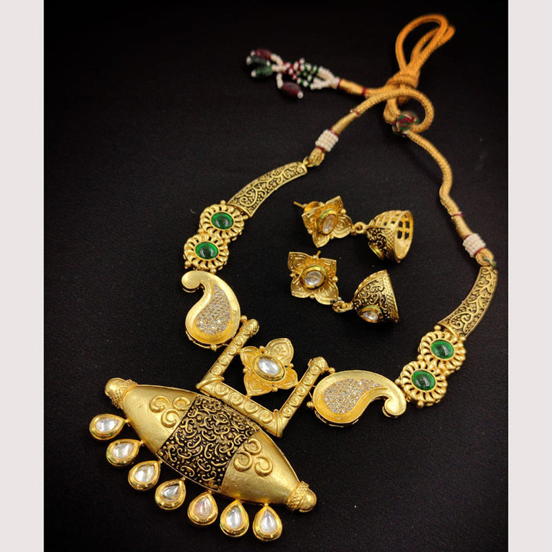 Manisha Jewellery Matte Finish AD Work Rajwadi Necklace Set