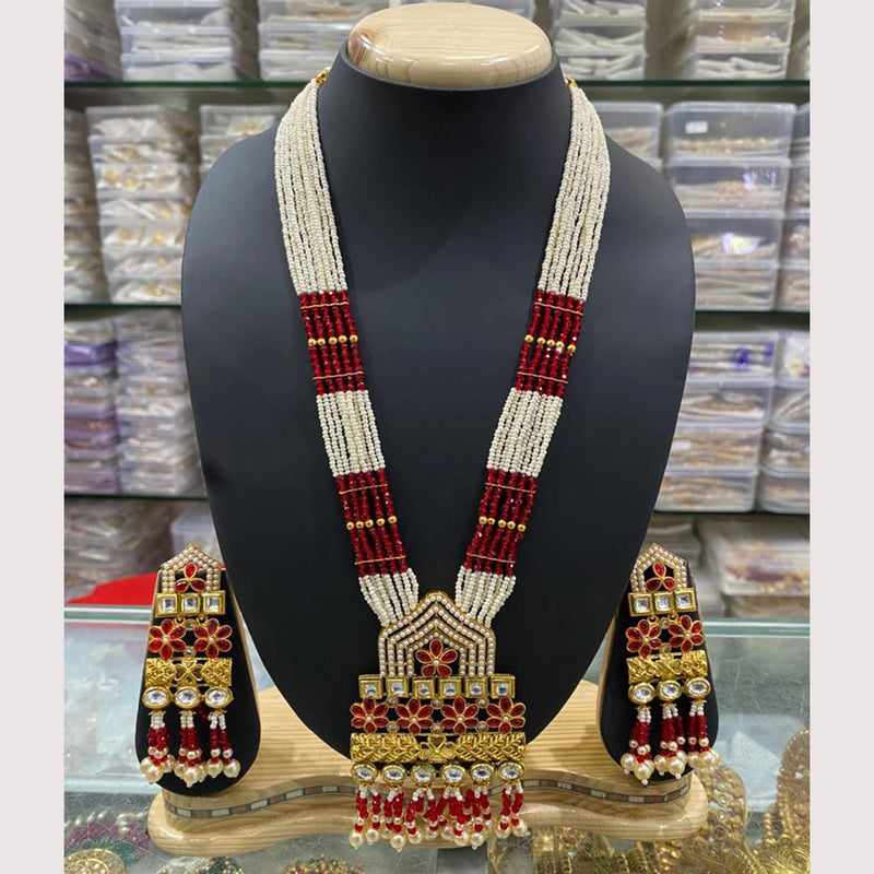 Manisha Jewellery Gold Plated Moti Long Necklace Set