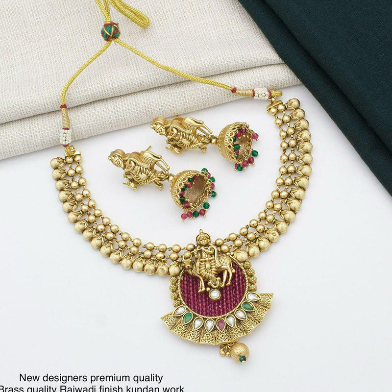 Manisha Jewellery Gold Plated Kundan Temple Necklace Set