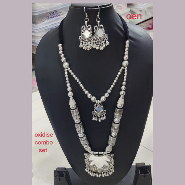 Manisha Jewellery Oxidised Plated Double Necklace Set