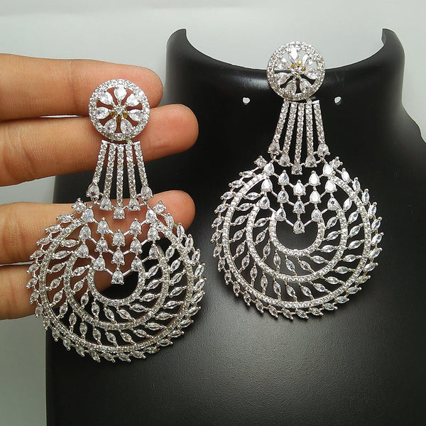 Manisha Jewellery Silver Plated AD Stone Dangler Earrings