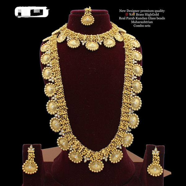 Manisha Jewellery Gold  Plated Kundan Double Necklace Set