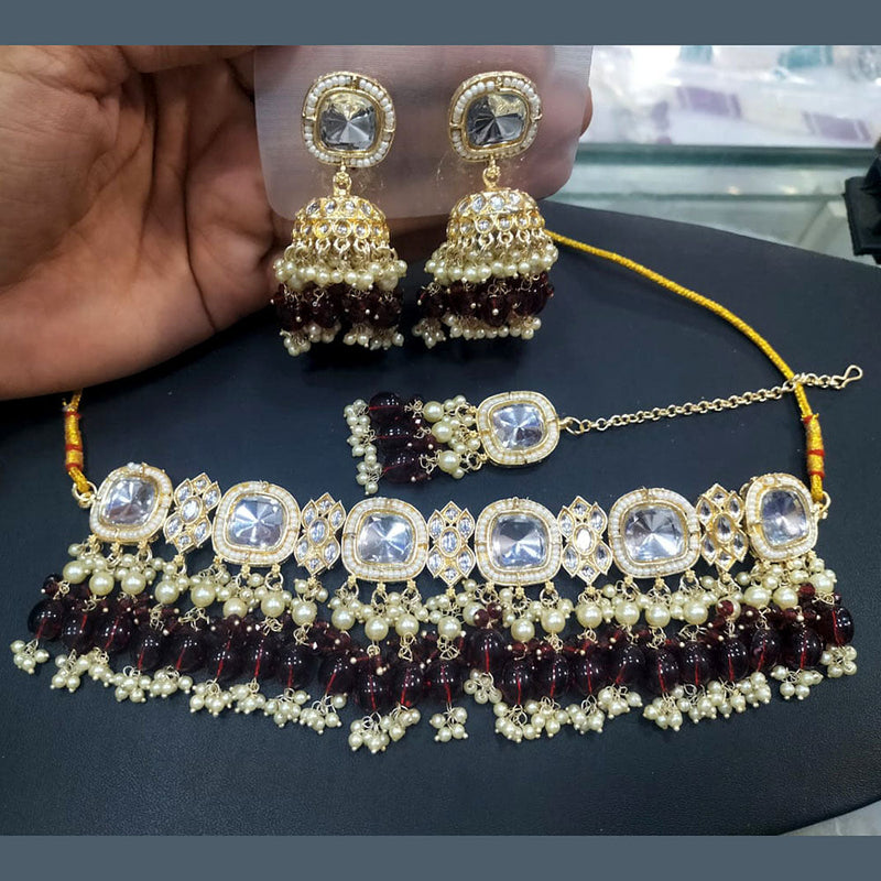 Manisha Jewellery  Gold Plated Crystal Stone Necklace Set