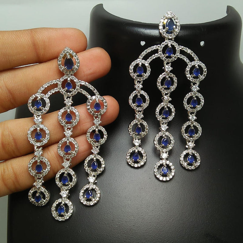 Manisha Jewellery Silver Plated AD Stone Dangler Earrings