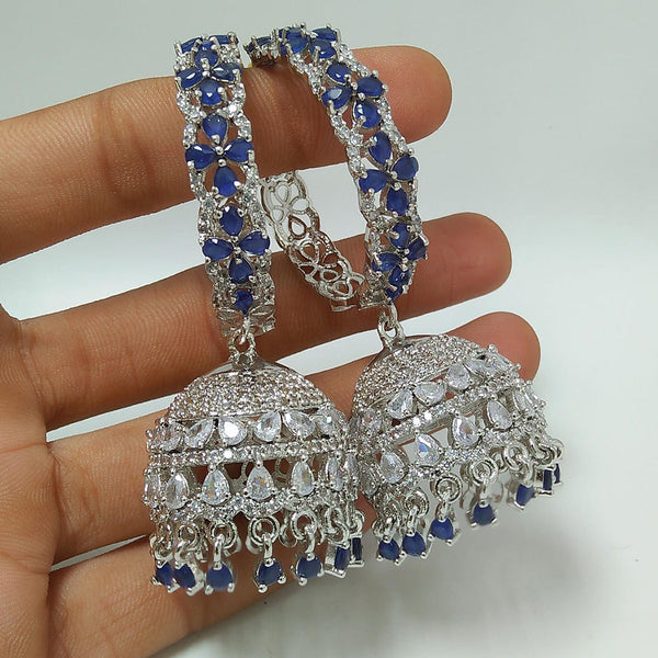 Manisha Jewellery Silver Plated AD Jhumki Earrings