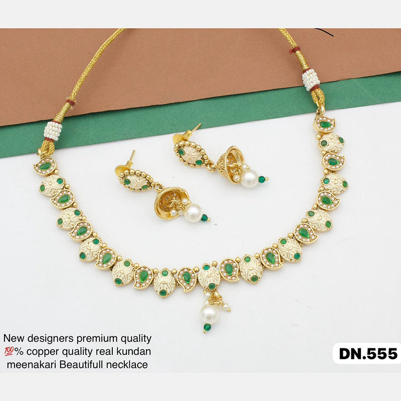 Manisha Jewellery Gold Plated Pota Stone Necklace Set