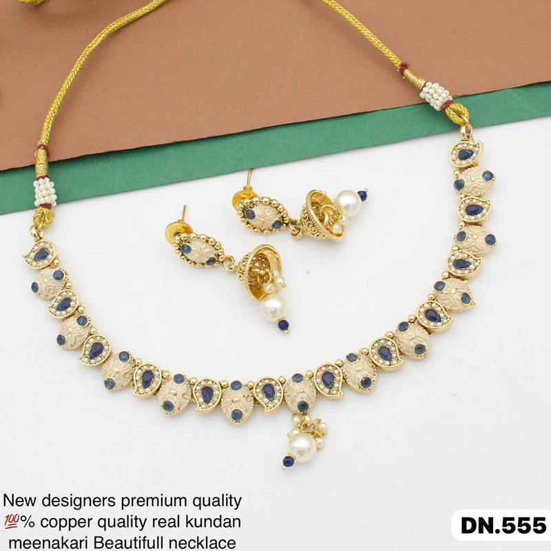 Manisha Jewellery Gold Plated Pota Stone Necklace Set