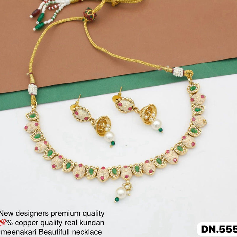 Manisha Jewellery Gold Plated Pota Stone Necklace Set