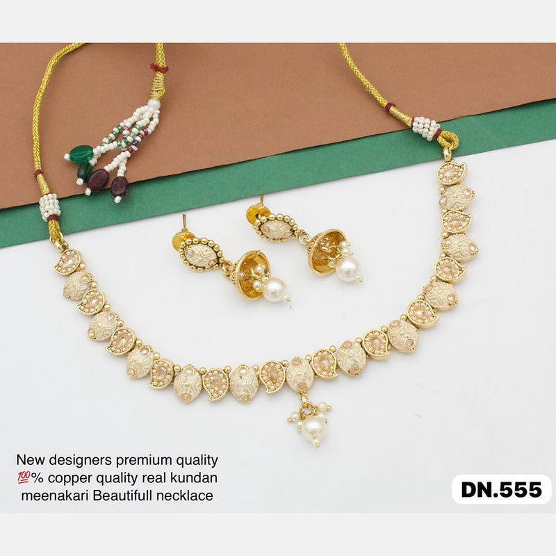 Manisha Jewellery Gold Plated Pota Stone Necklace Set